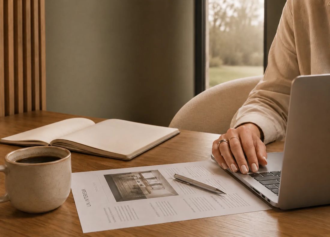 Bureau met koffie en notitieboek in een Focus